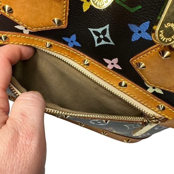 Authentic Louis Vuitton Black Multicolor Murakami Rainbow Alma PM Leather Bag - Picture 10 of 15
